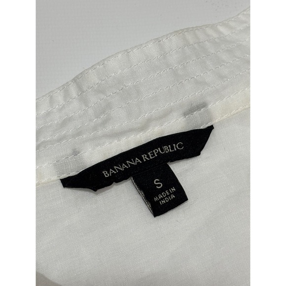 Banana Republic White Mandarin Collar Button Front Sheer Blouse Top Women's Sz S - Picture 5 of 9